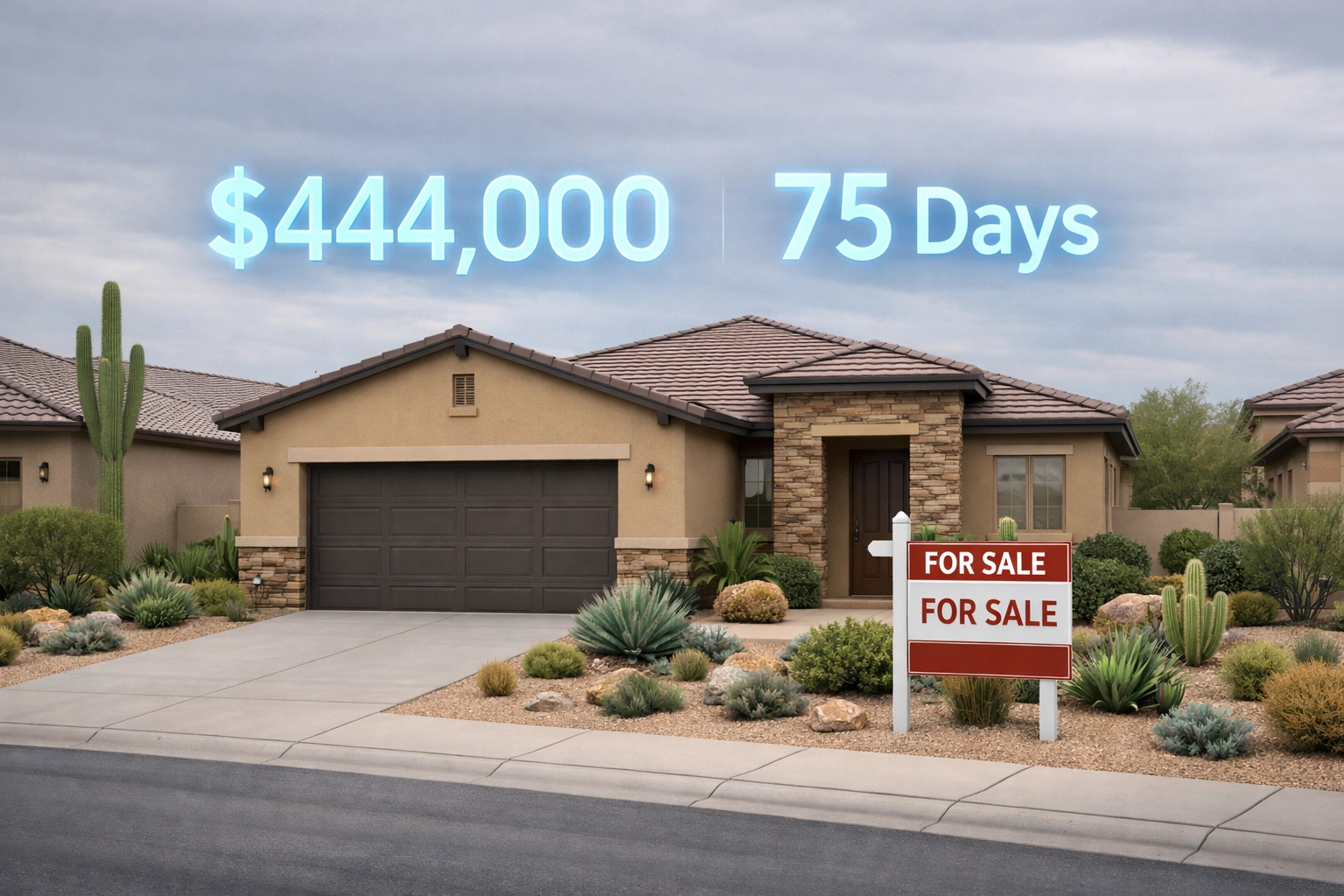 Phoenix home for sale showing $444k median price and 75-day market time in slow housing market Phoenix home for sale showing $444k median price and 75-day market time in slow housing market