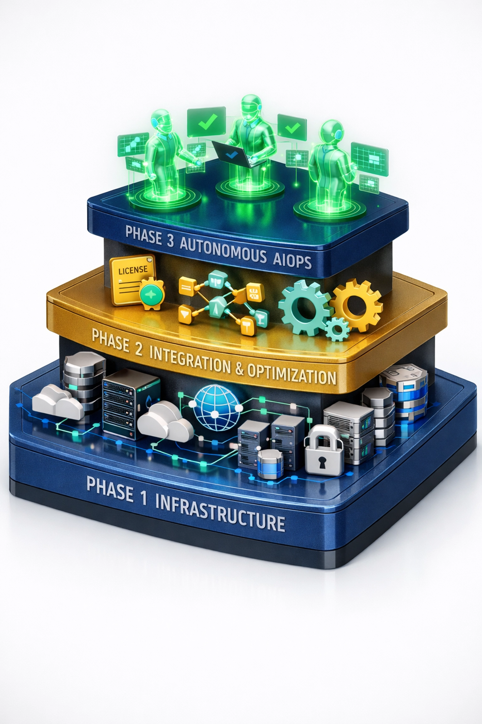 Three-phase ServiceNow ITOM framework from discovery to autonomous AI-powered operations
