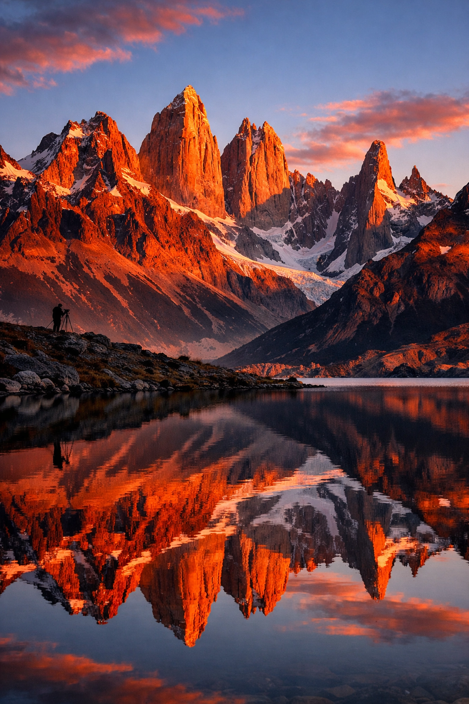 The Ultimate Guide to Finding Photography Work in 2026: Everything You Need to Succeed 4 Landscape photographer shooting a mountain sunset in Patagonia during golden hour.