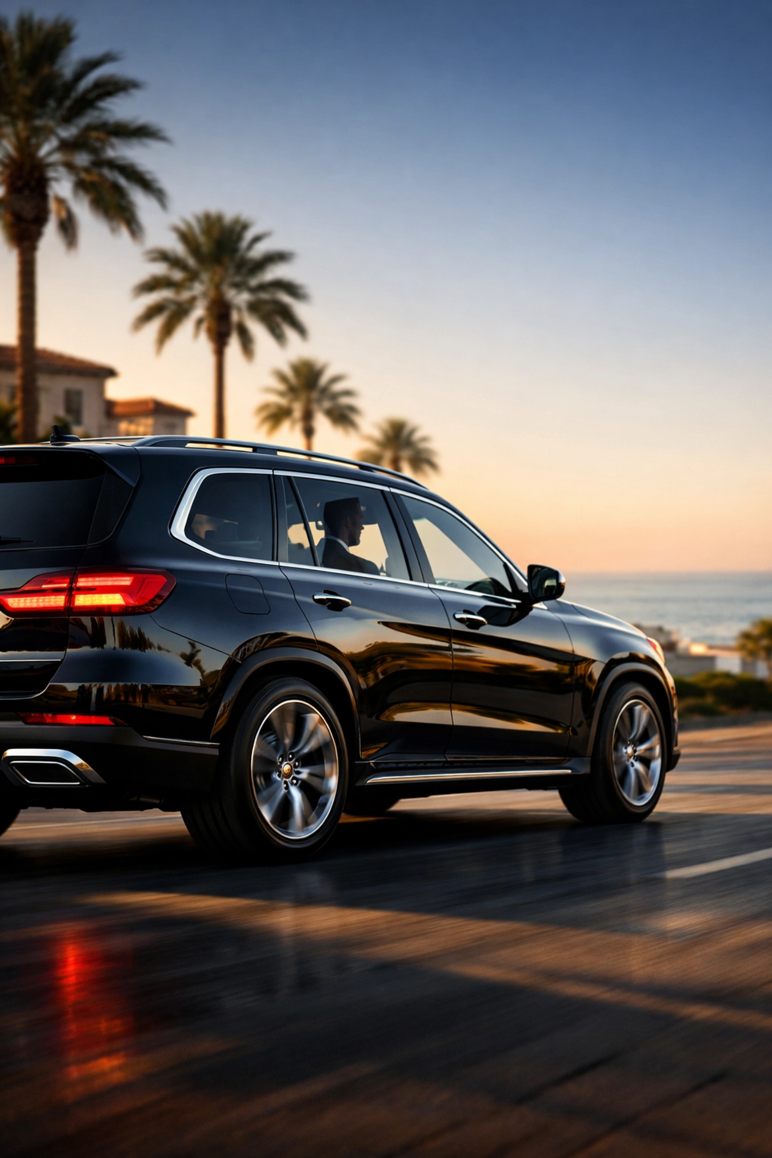 Professional black car service in Dana Point providing luxury SUV transportation for executive travelers.