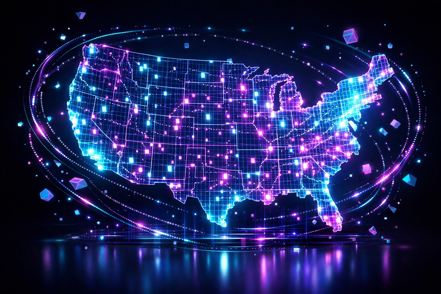 Digital map of the USA showing the EsportsPod national expansion and school district network.