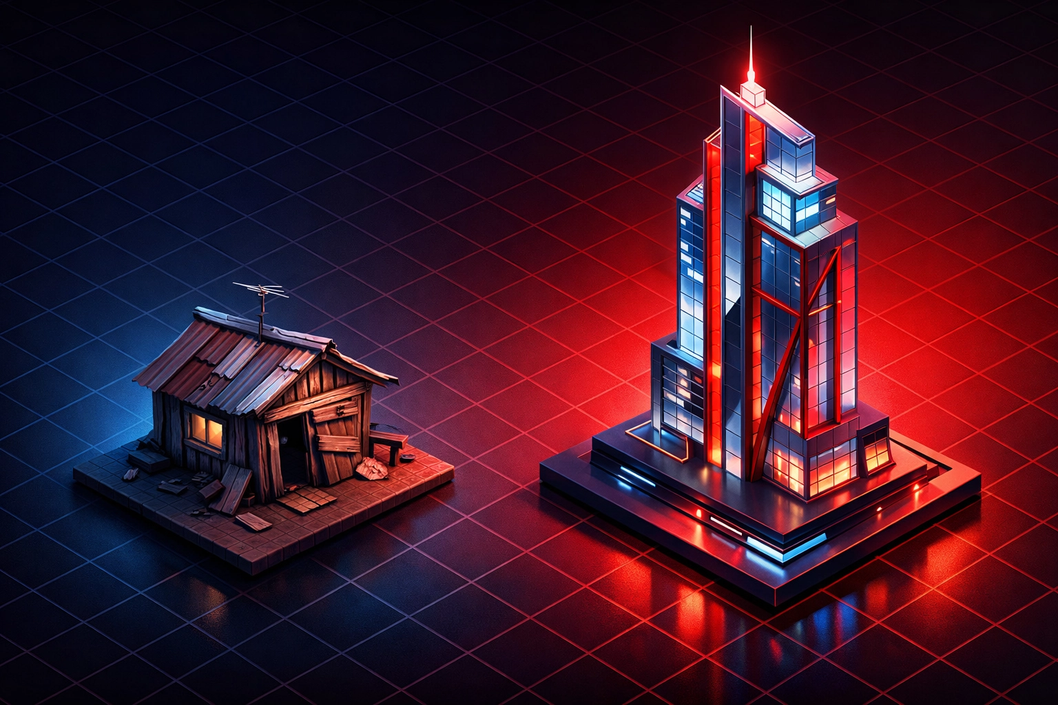 Visual comparison of a weak DIY website versus a professional high-converting trade website.