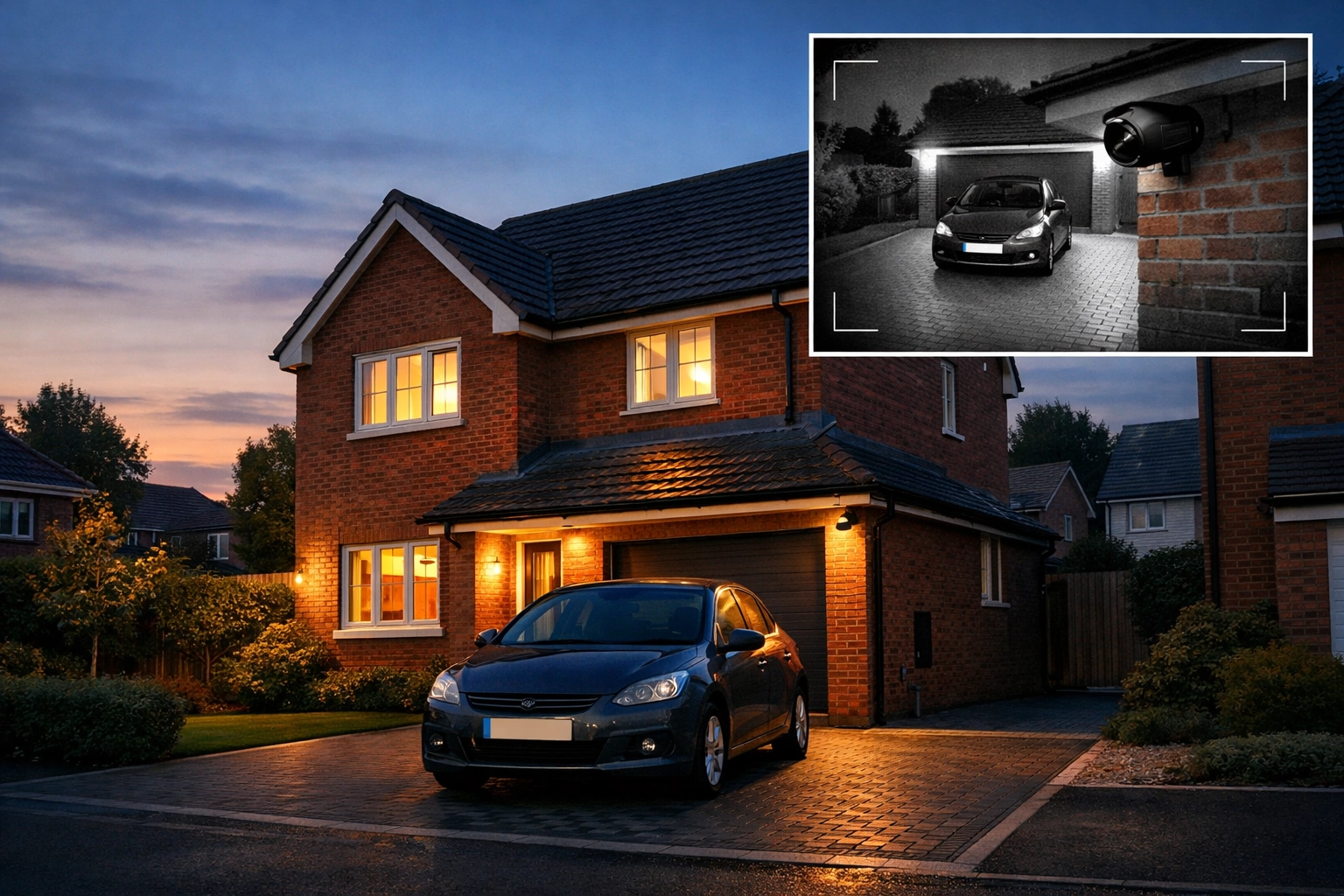 NVR IP security camera with high-definition night vision monitoring a driveway in Evesham.