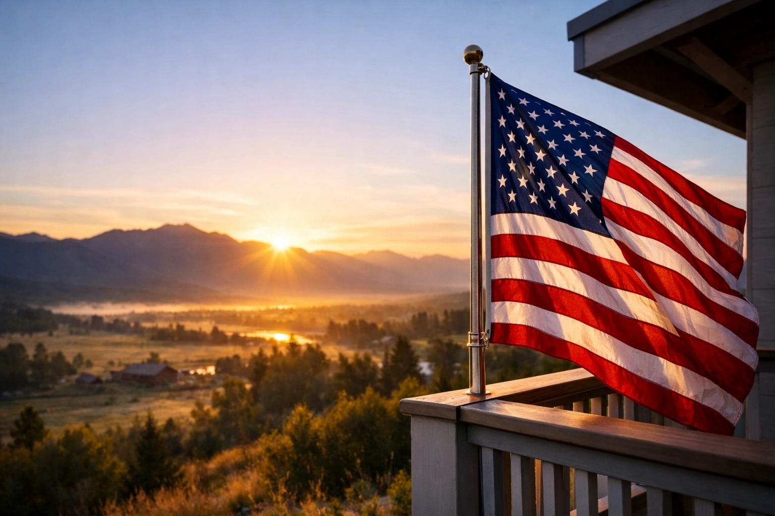 Personal Leadership Matters: Why I Send a Message to Every American Every Single Day An American flag at dawn representing the future of civic education and America