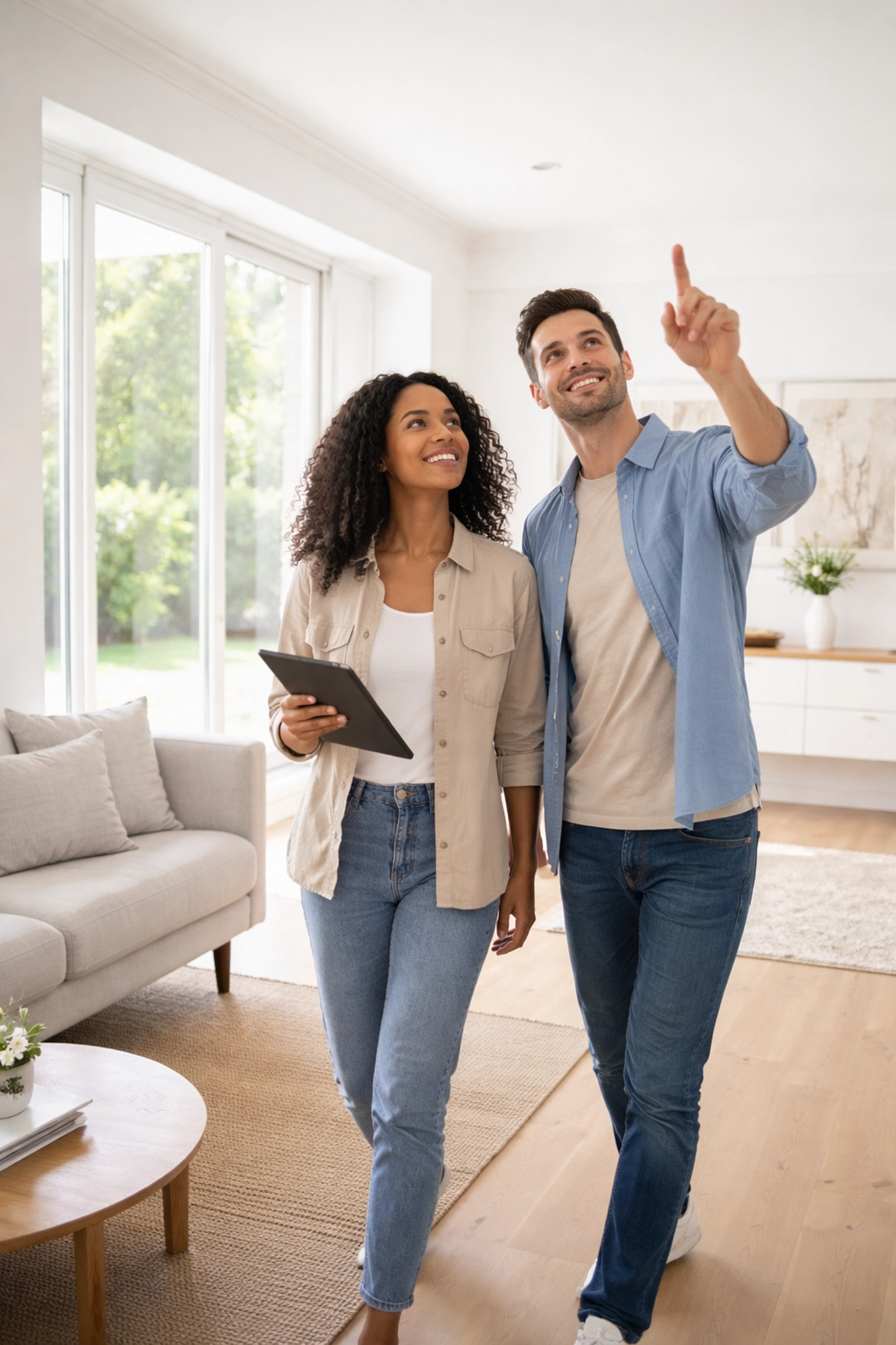 Young couple touring a bright Raleigh home highlighting improved buyer options in current NC real estate trends. Young couple touring a bright Raleigh home highlighting improved buyer options in current NC real estate trends.