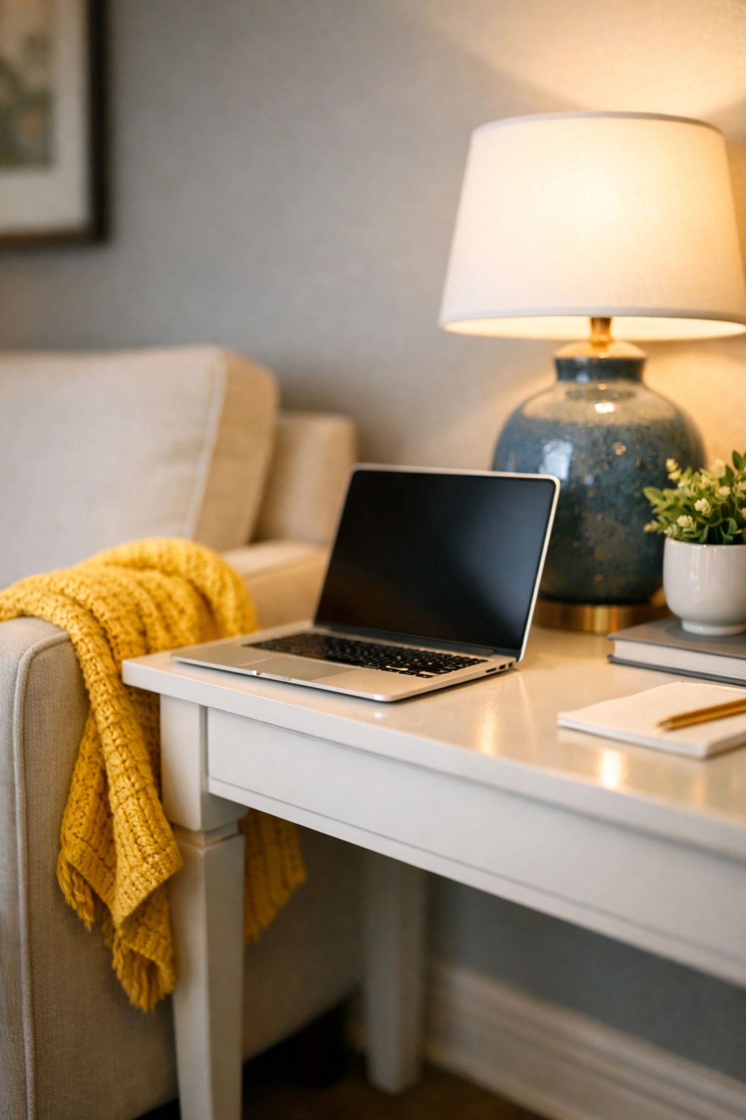 A clean and organized home office nook, illustrating the results of recurring house cleaning in Ashburnham MA.
