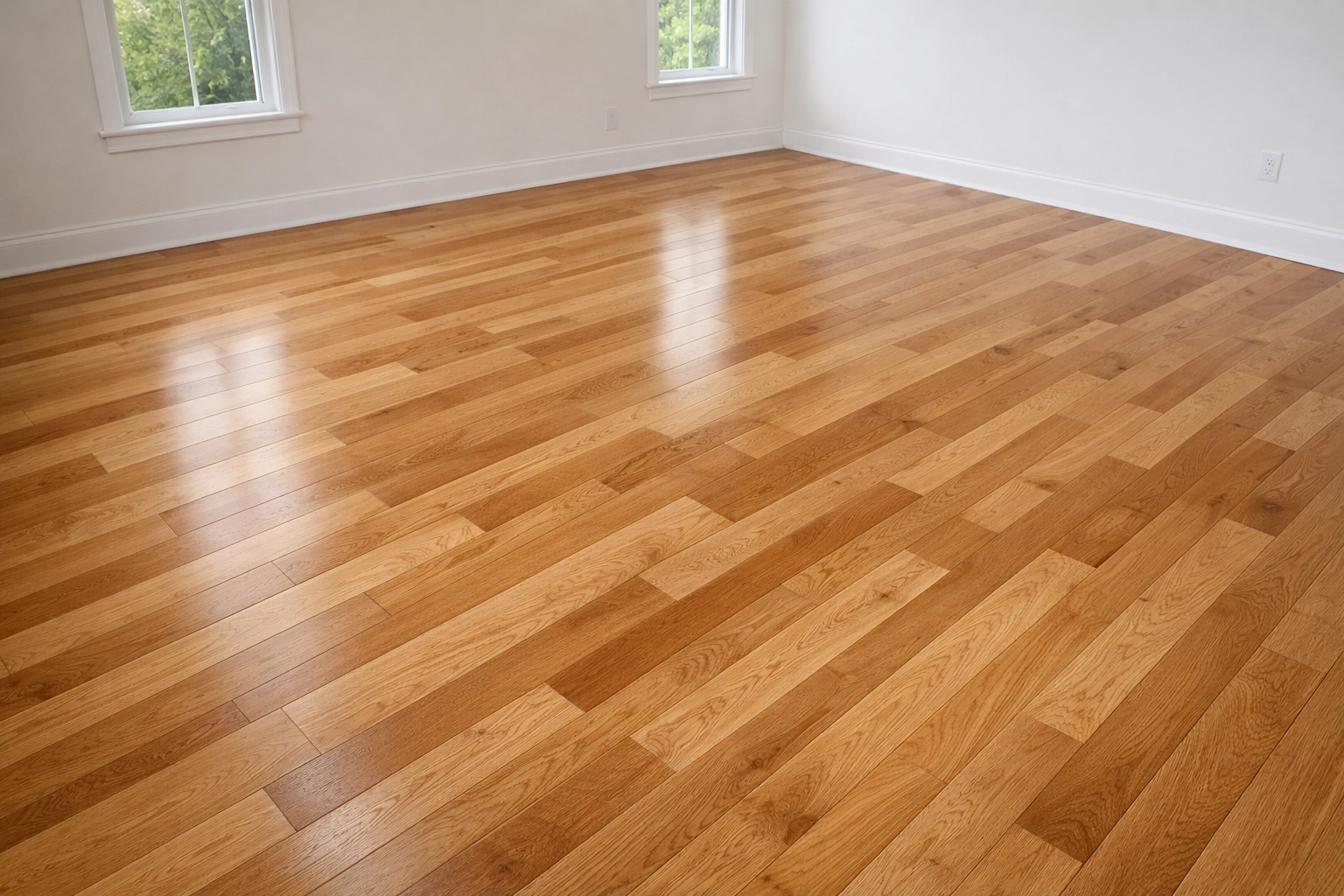 Properly installed hardwood floor in Chicago home with perfect plank alignment
