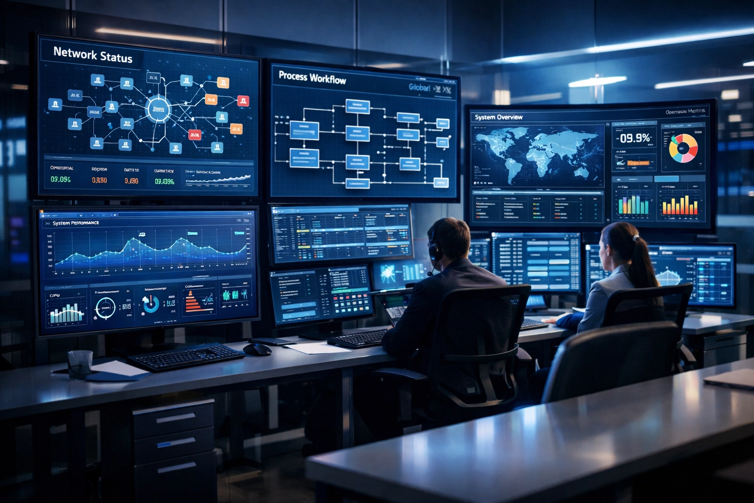 Dakdan portfolio automation center with real-time analytics dashboards and synchronized technology systems