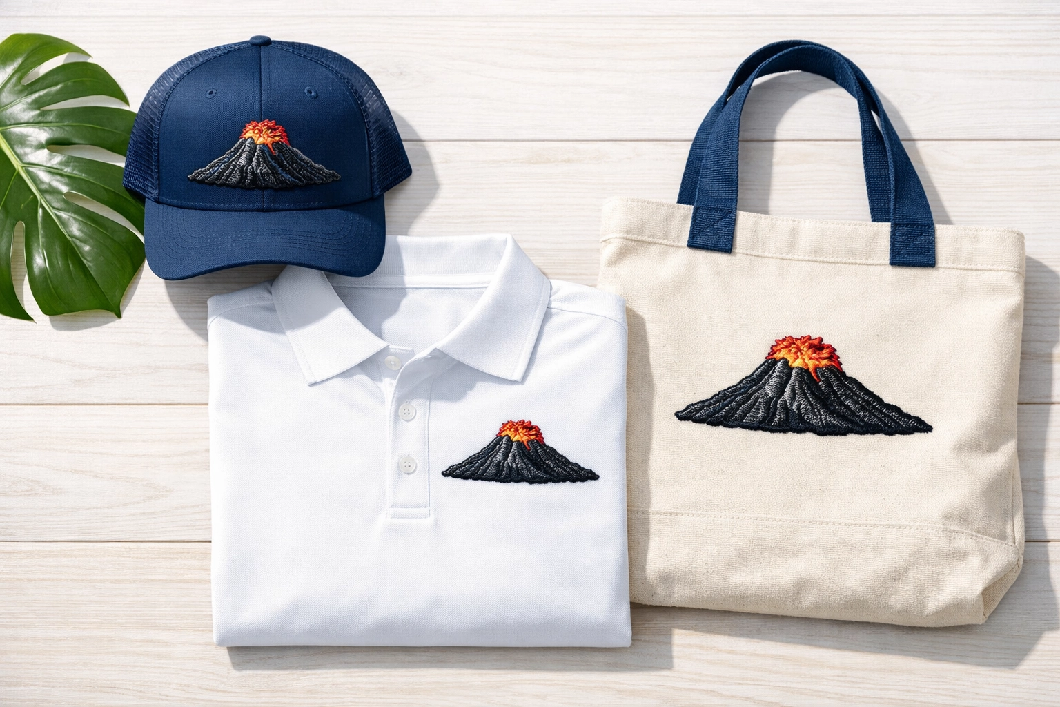 Branded hats and polos featuring custom embroidery in Hawaii, ideal for professional Kona service uniforms.