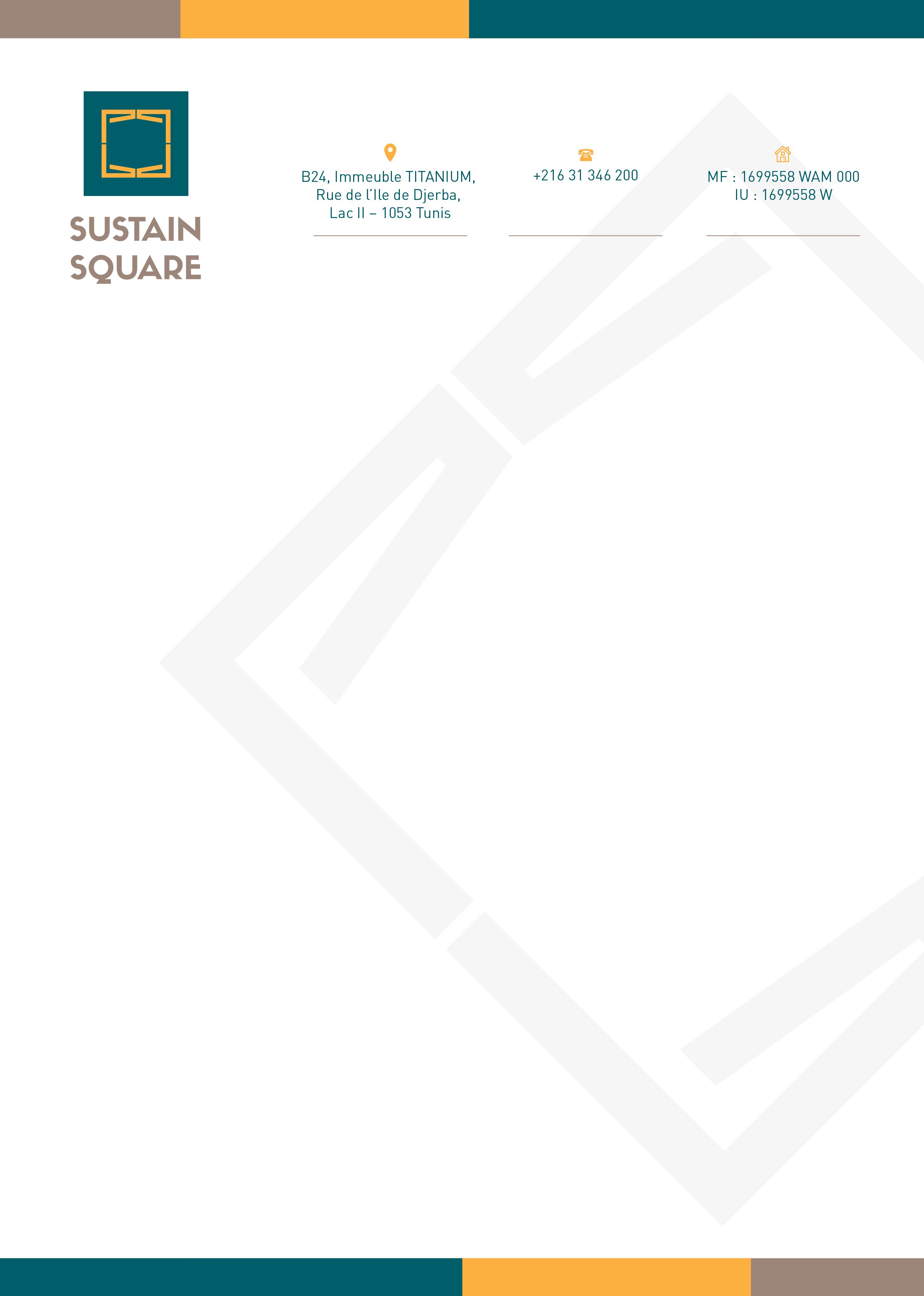 Design du papier à entête Sustain Square