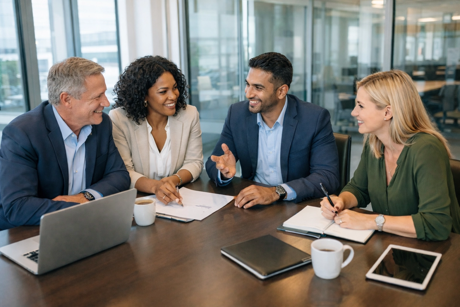 MSP leadership team collaborating on business operations and growth strategy