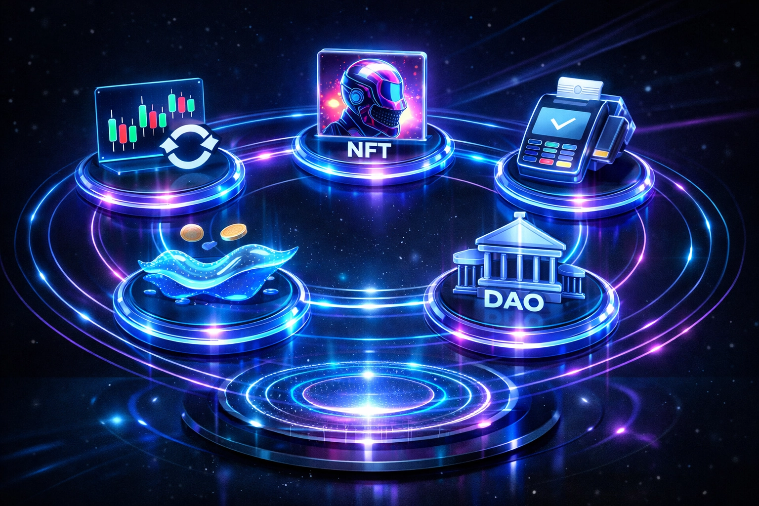 Larecoin Web3 ecosystem features including DEX, NFT marketplace, and crypto POS system