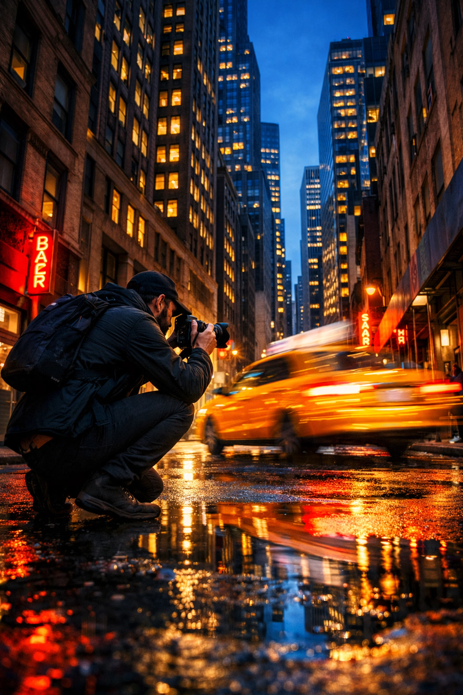 Professional photographer in NYC capturing urban street photography in a Manhattan alleyway.