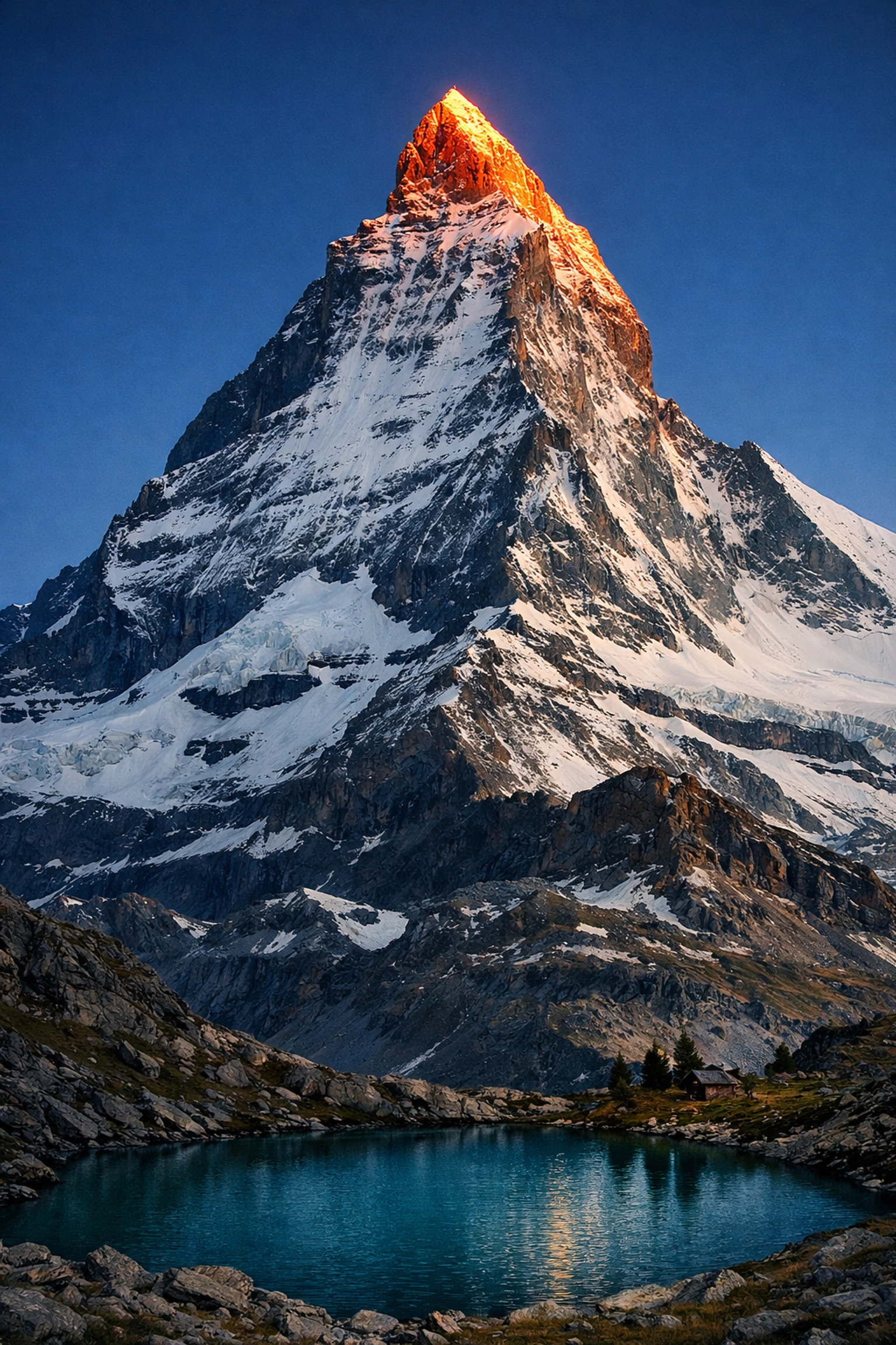 Telephoto shot of a mountain peak over a lake, illustrating proper focal length in landscape photography.