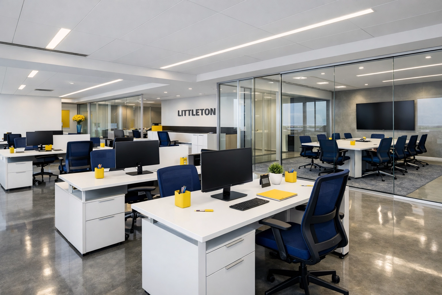 Professional office cleaning in Littleton showcasing a sanitized and modern workspace.
