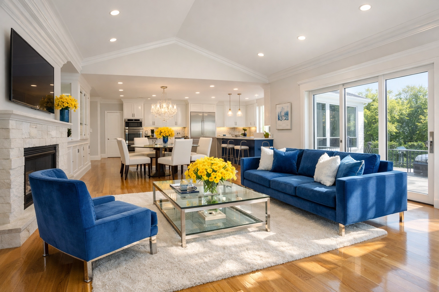 Clean living room in Leominster MA after a professional post-construction deep cleaning service.