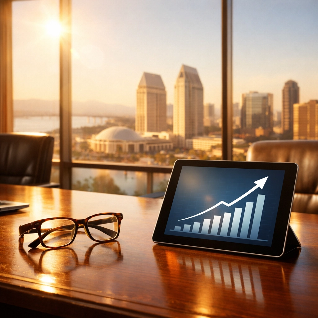 Financial chart on a tablet in a boardroom symbolizing increased NOI through solar.