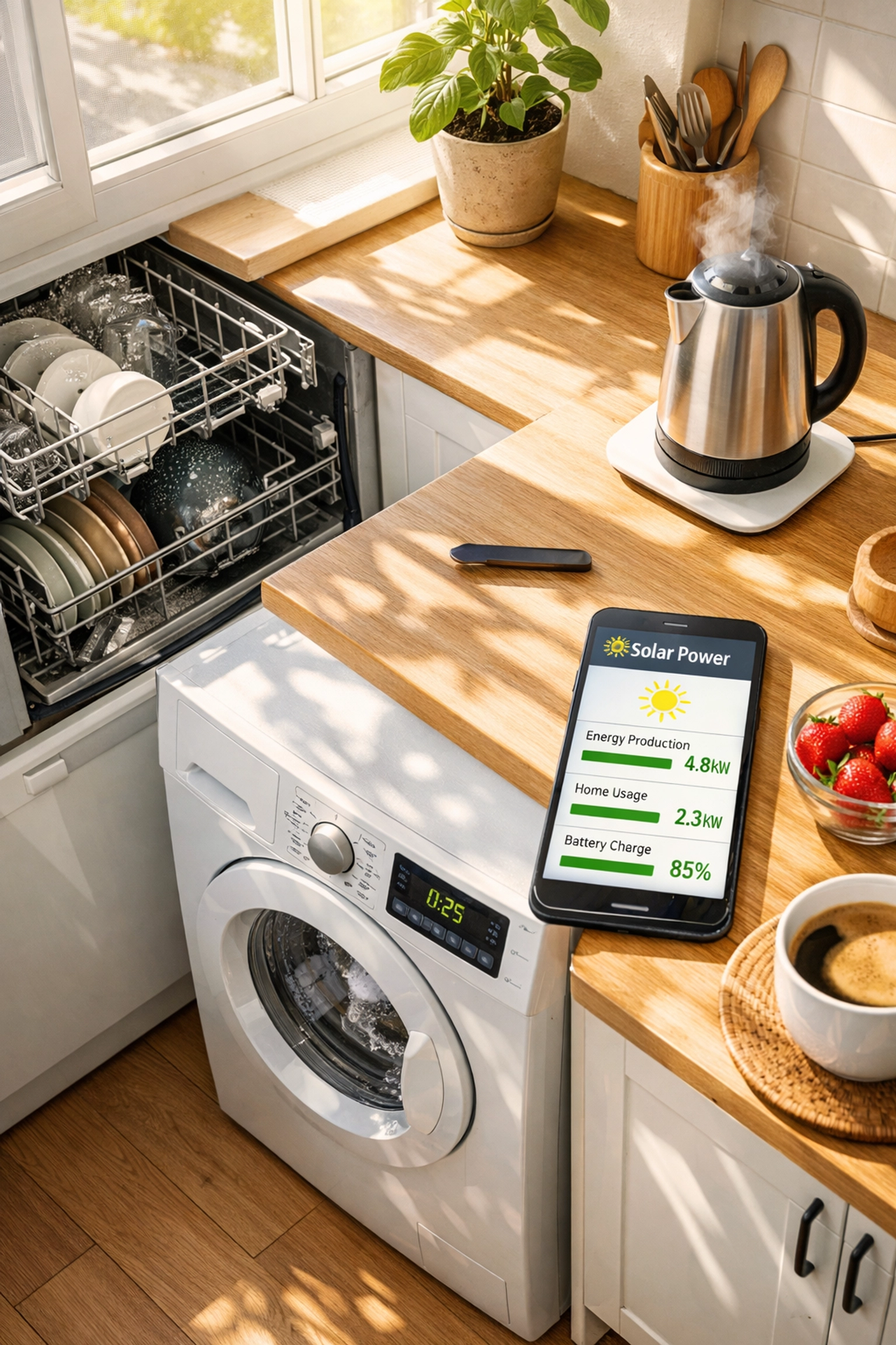 Intelligente Haushaltsgeräte nutzen Solarstrom tagsüber für maximalen Eigenverbrauch