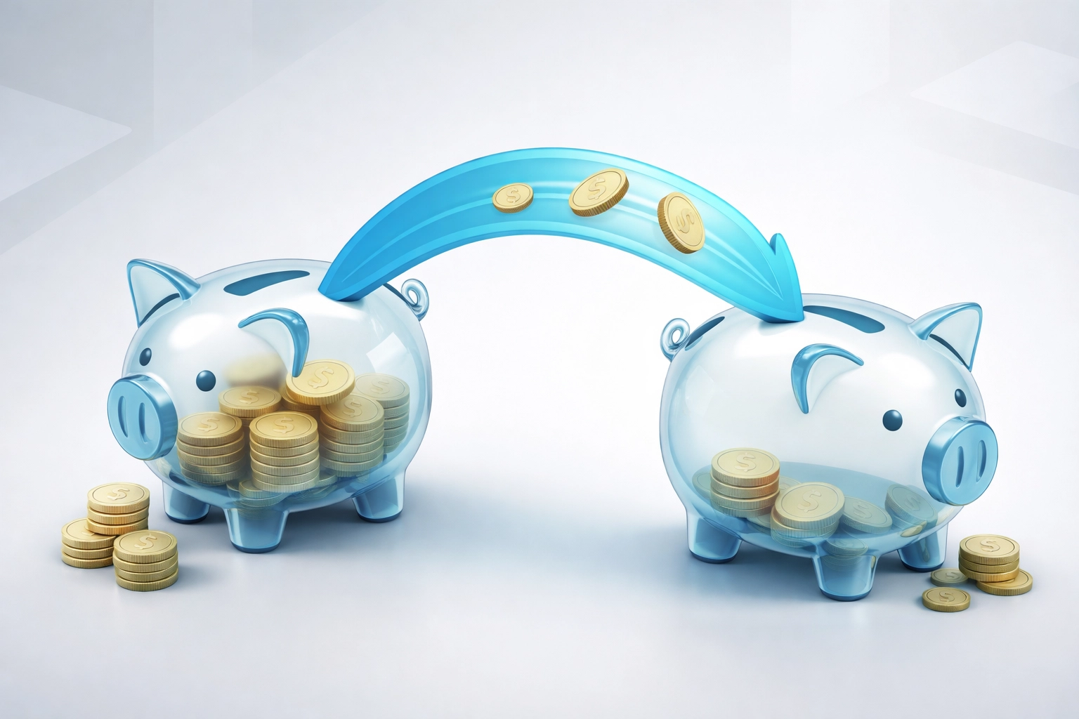 Illustration of a direct 401k rollover with money transferring securely between two accounts for penalty-free retirement savings.