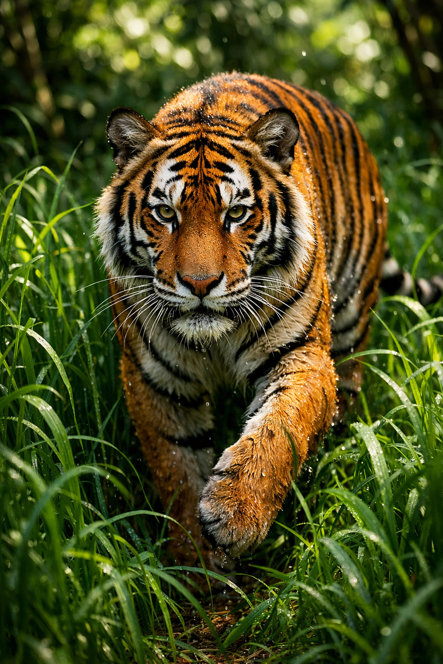 Bengal tiger walking in the wild, showcasing professional animal imagery for sponsored species spotlights.