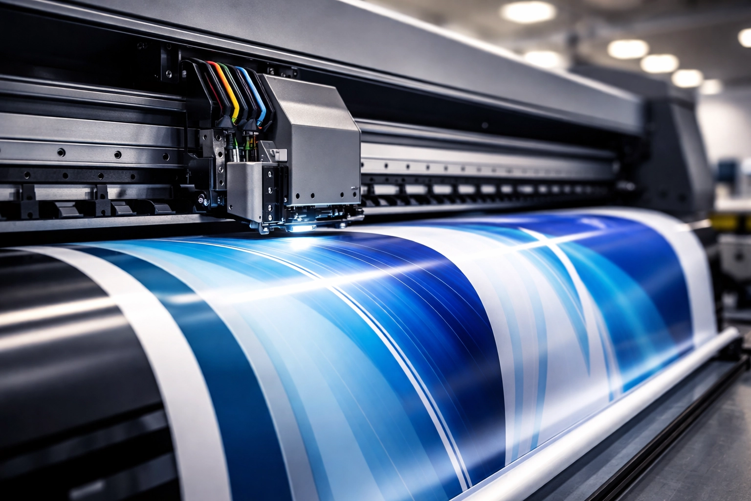 Large format printer creating a high-quality custom banner at a Kona print shop