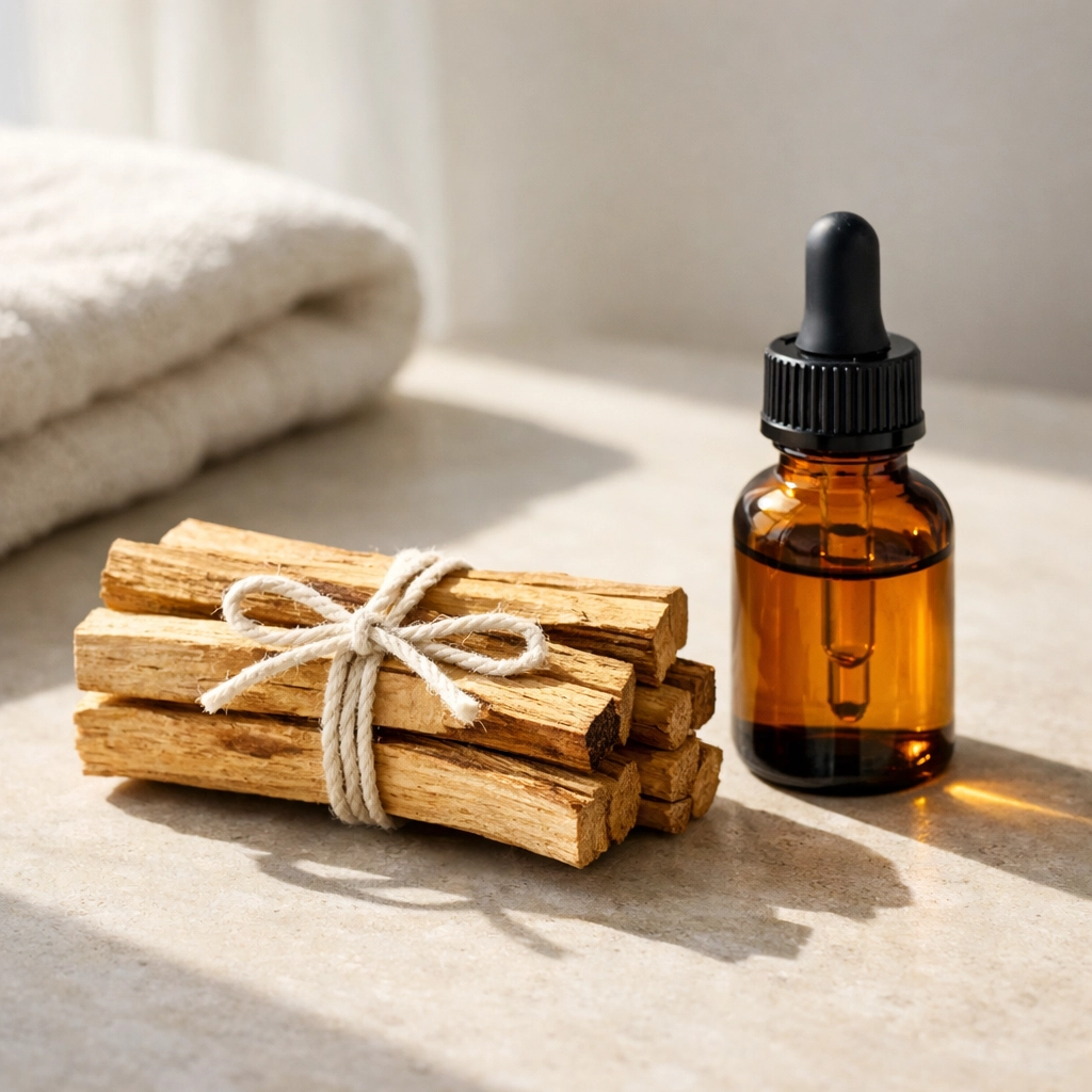 Raw Palo Santo holy wood sticks and essential oil for DIY wellness and 67 personal care rituals.