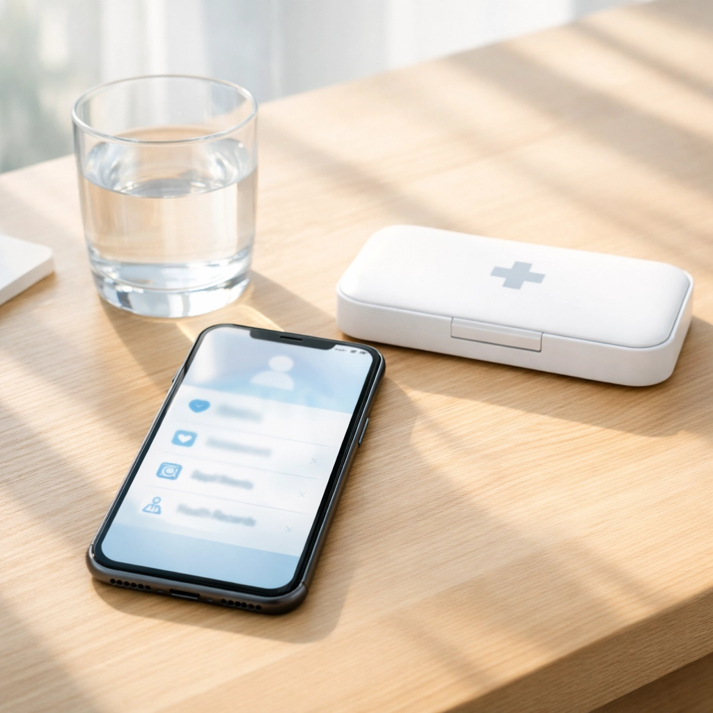 Professional home office setup showing a telehealth interface for securing an online glp1 prescription.