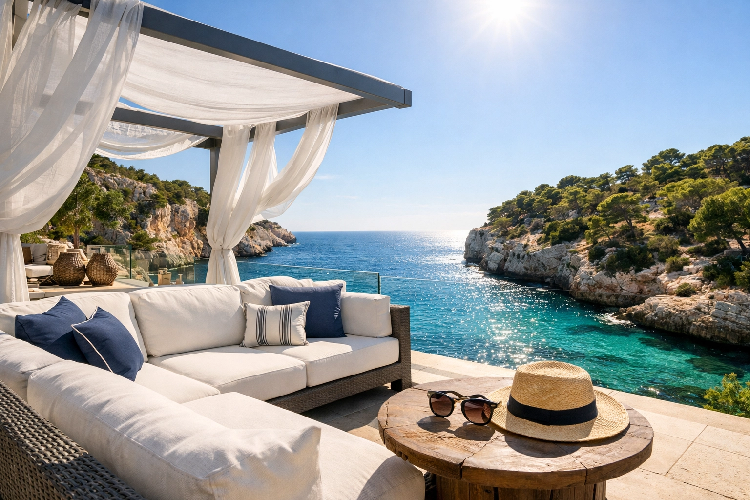 Mallorca cliffside terrace with ocean views representing stress-free property management.