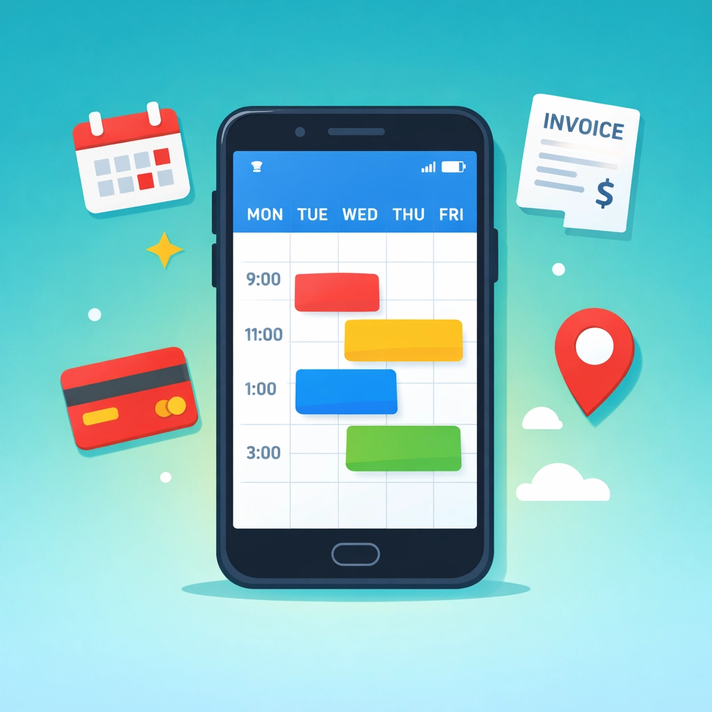 Simple mobile scheduling software interface for HVAC and plumbing businesses