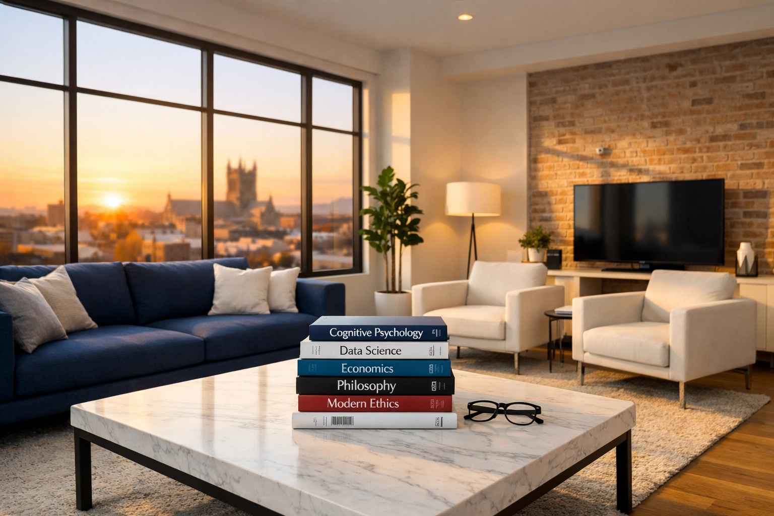 Spotless modern loft living room in Worcester showing professional house cleaning results for busy residents.