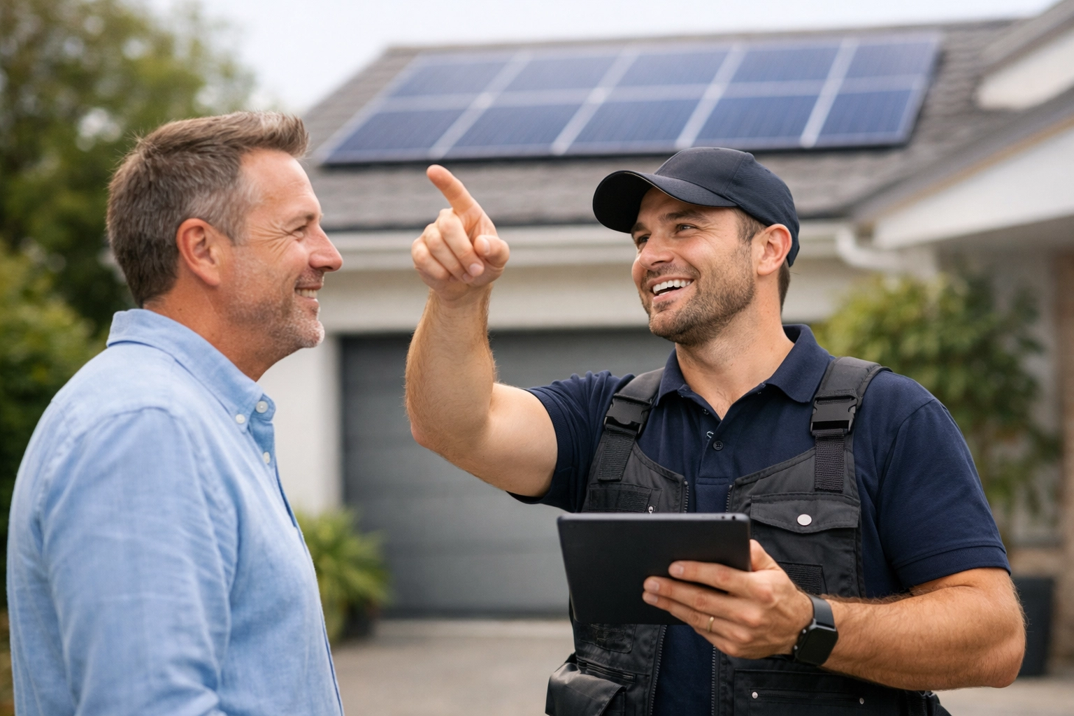 Expert solar panel installer in Poole providing local expertise and consultation to a homeowner.
