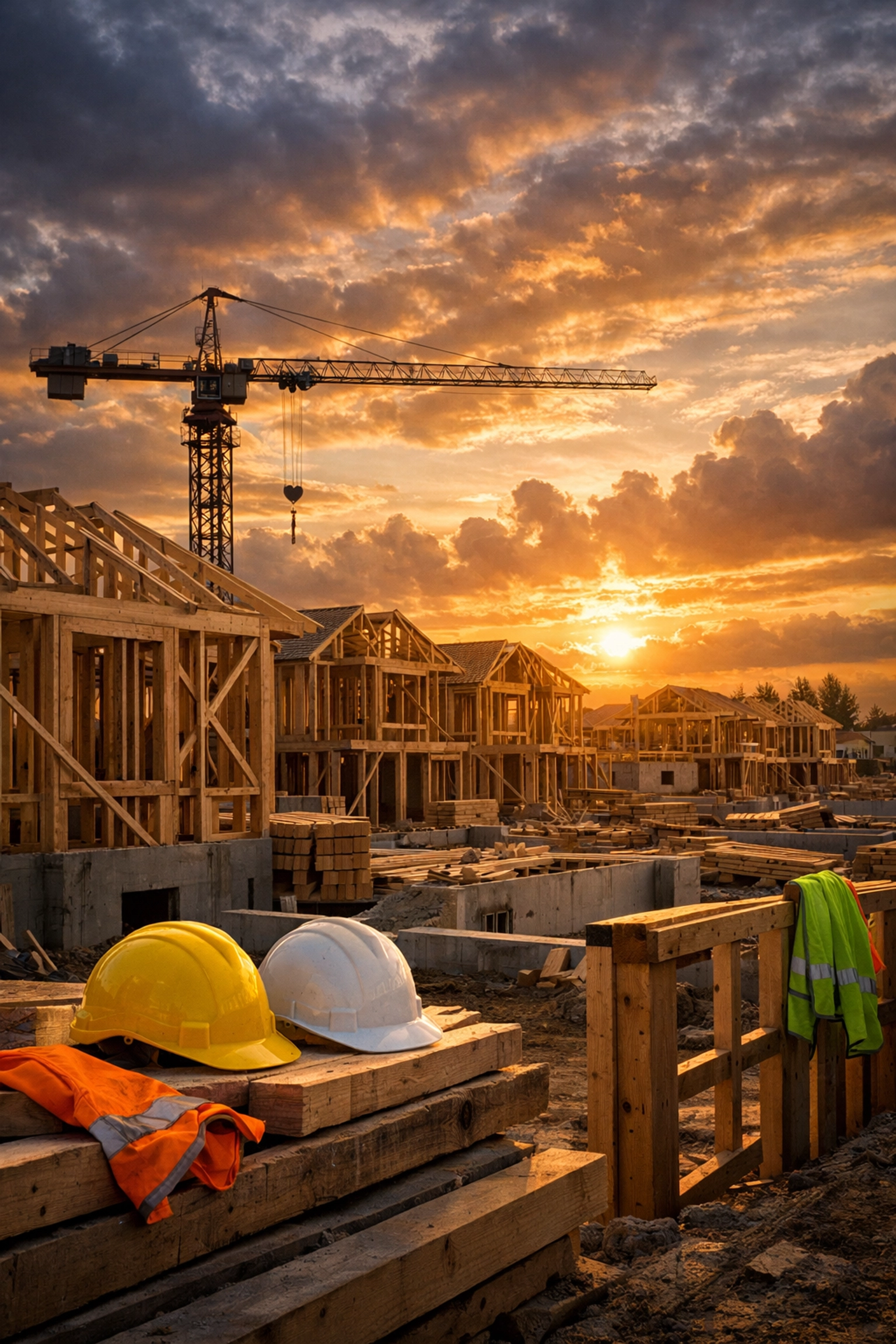New housing construction site in Canada showing residential development