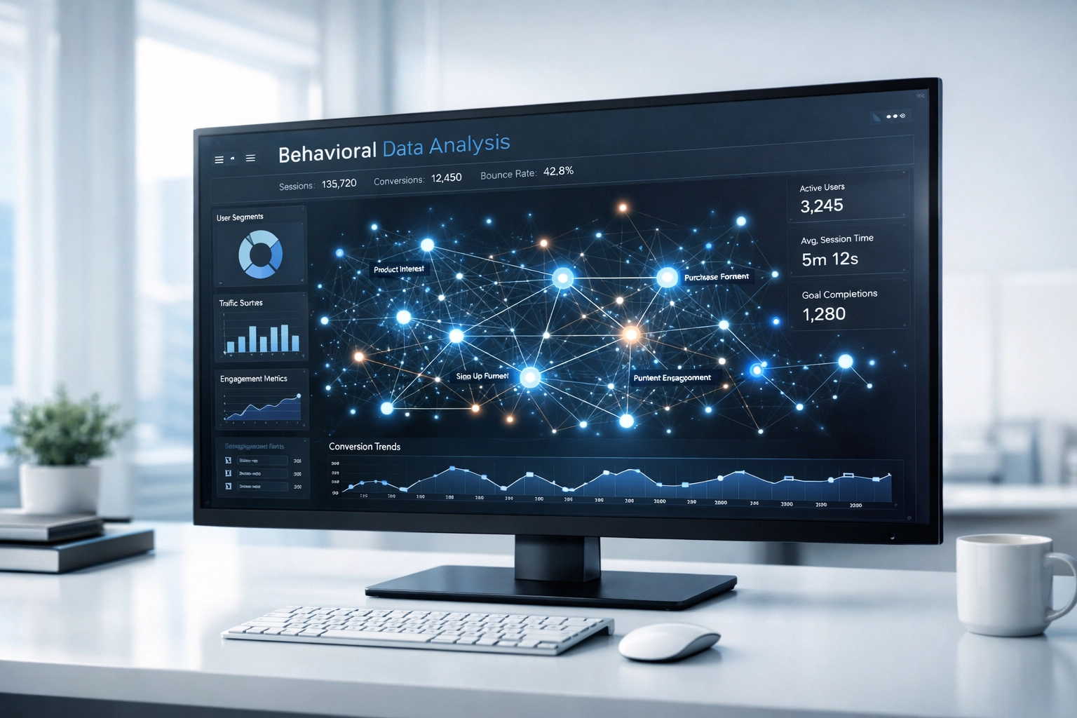 Behavioral data dashboard displaying real-time intent signals and customer engagement metrics