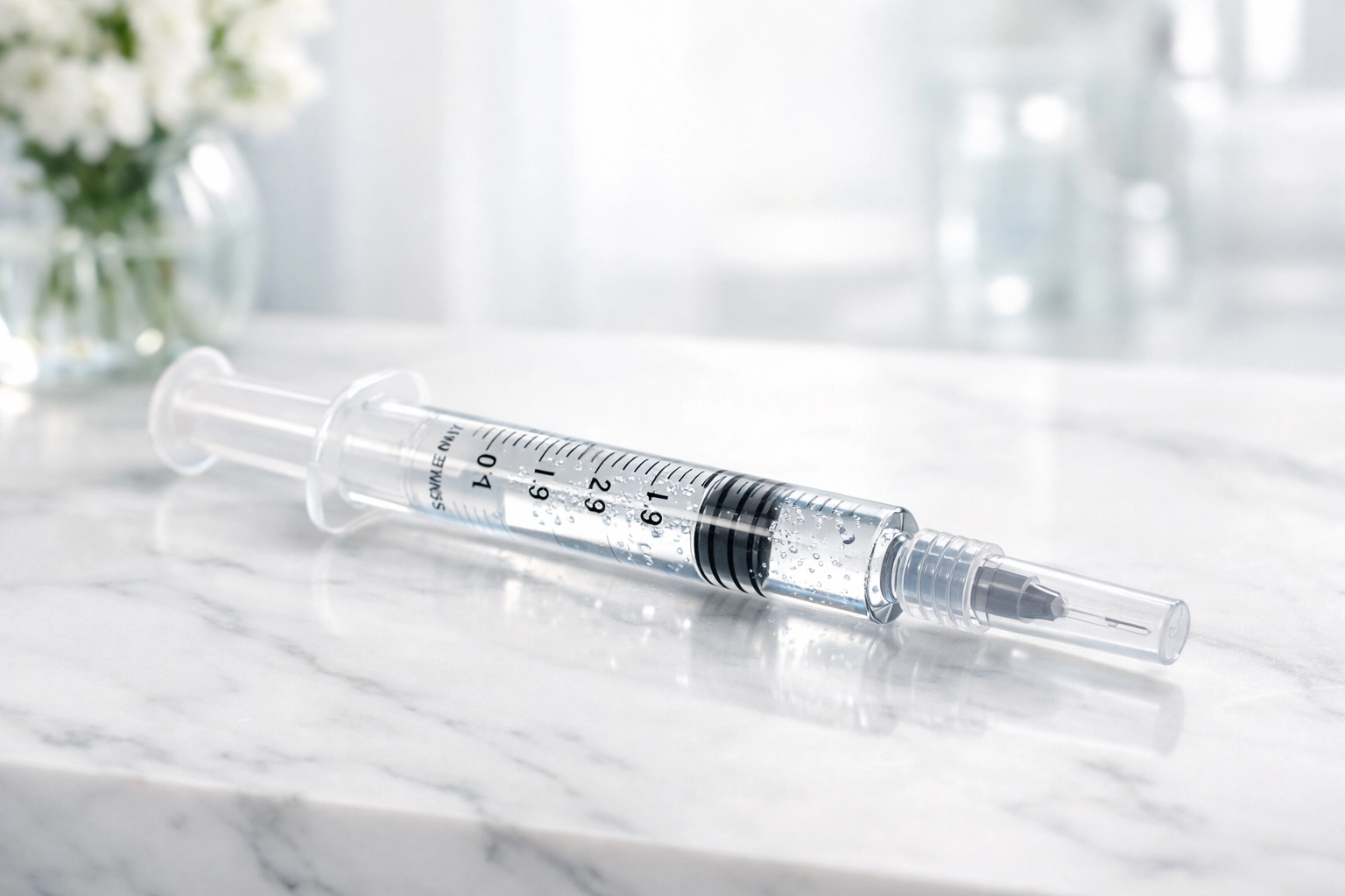 A medical-grade syringe of Profhilo skin booster for deep hydration at a Lancashire aesthetics clinic.