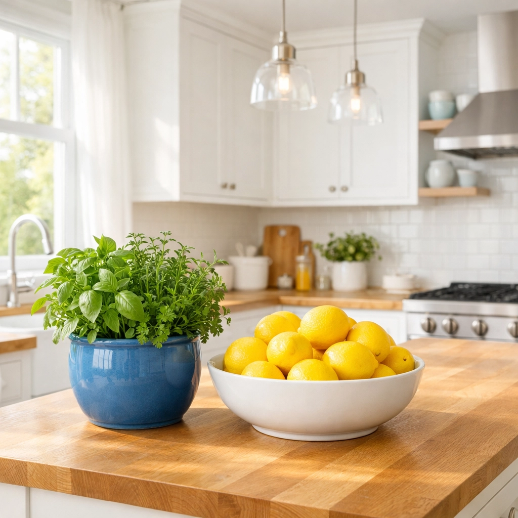 A spotless kitchen in a Concord residence showcasing luxury house cleaning Concord MA with eco-friendly products.