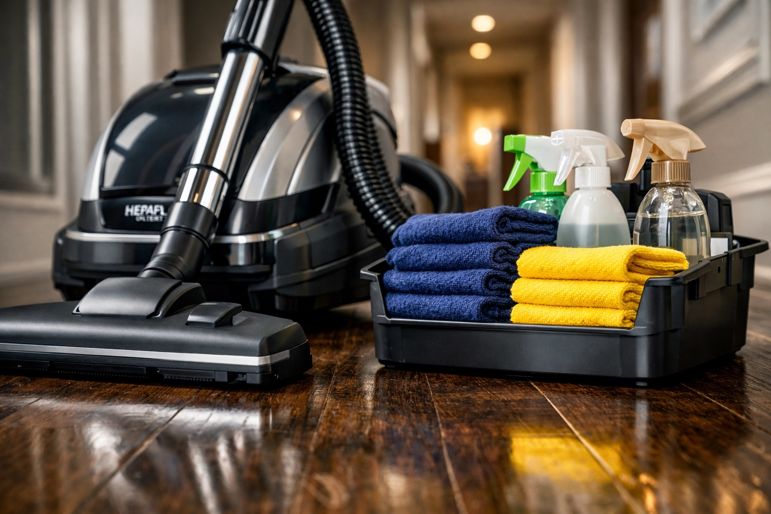 Professional HEPA vacuum and eco-friendly supplies used for high-quality house cleaning in Westford Massachusetts.