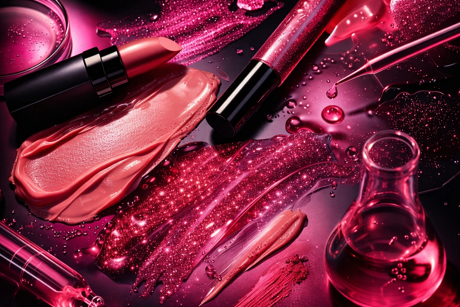 V Kosmetik’s Perfect Pout Trio A set that includes a creamy nude lipstick, a shimmering pink lip gloss, and a precision lip liner