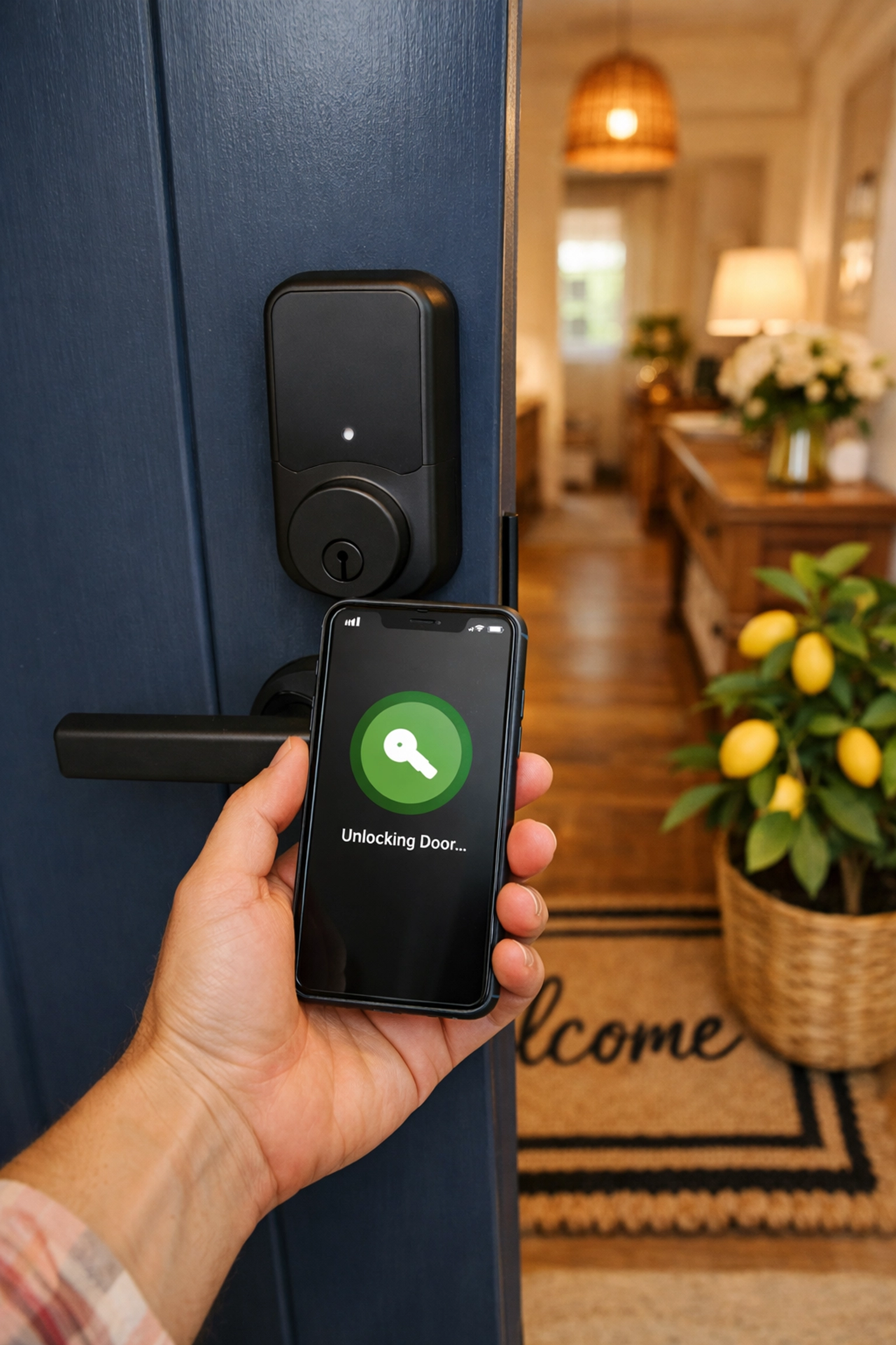 Smart lock entry and digital key check-in at a professionally managed Cornerstone Cottages property in Hampton.