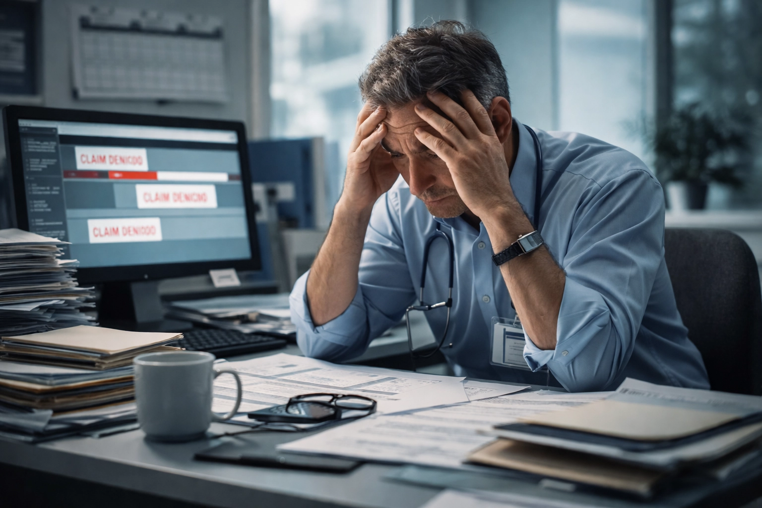 Healthcare administrator overwhelmed by enrollment paperwork and denied claims in a behavioral health clinic