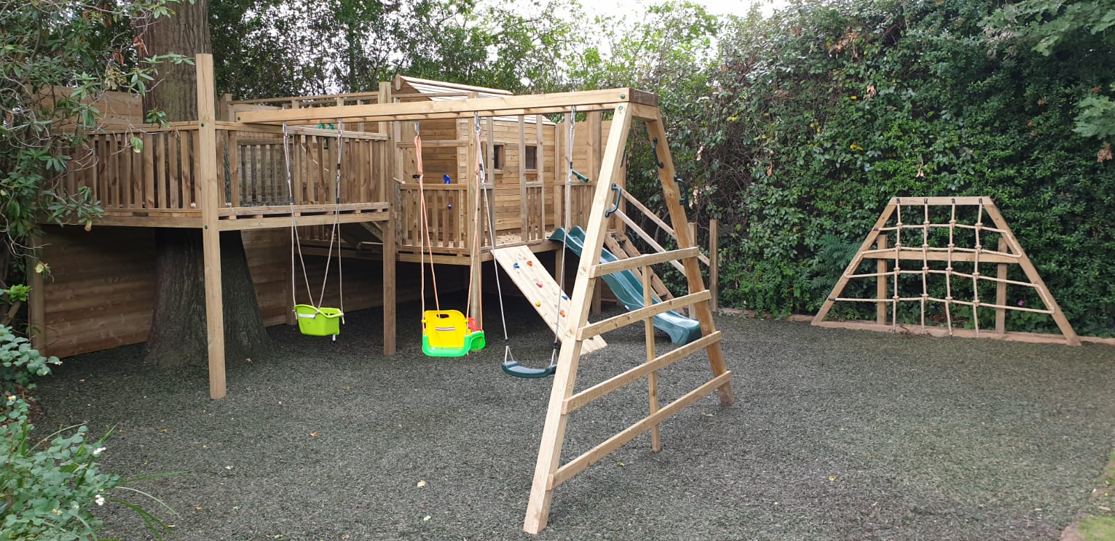 Bespoke Wooden Climbing Frame and Playhouse Set