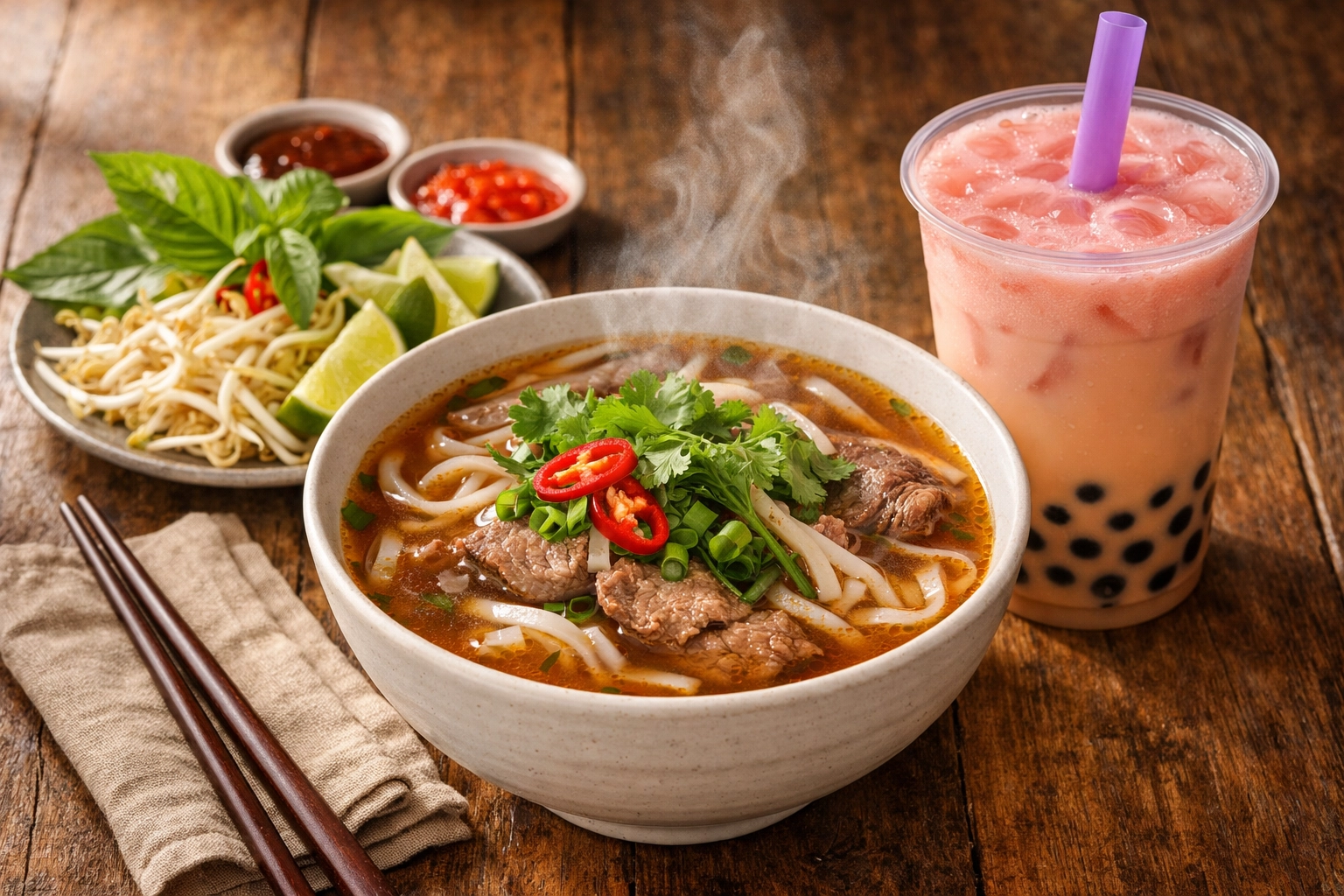 Vietnamese pho and boba tea at veteran-owned Bee Happy restaurant in Peoria