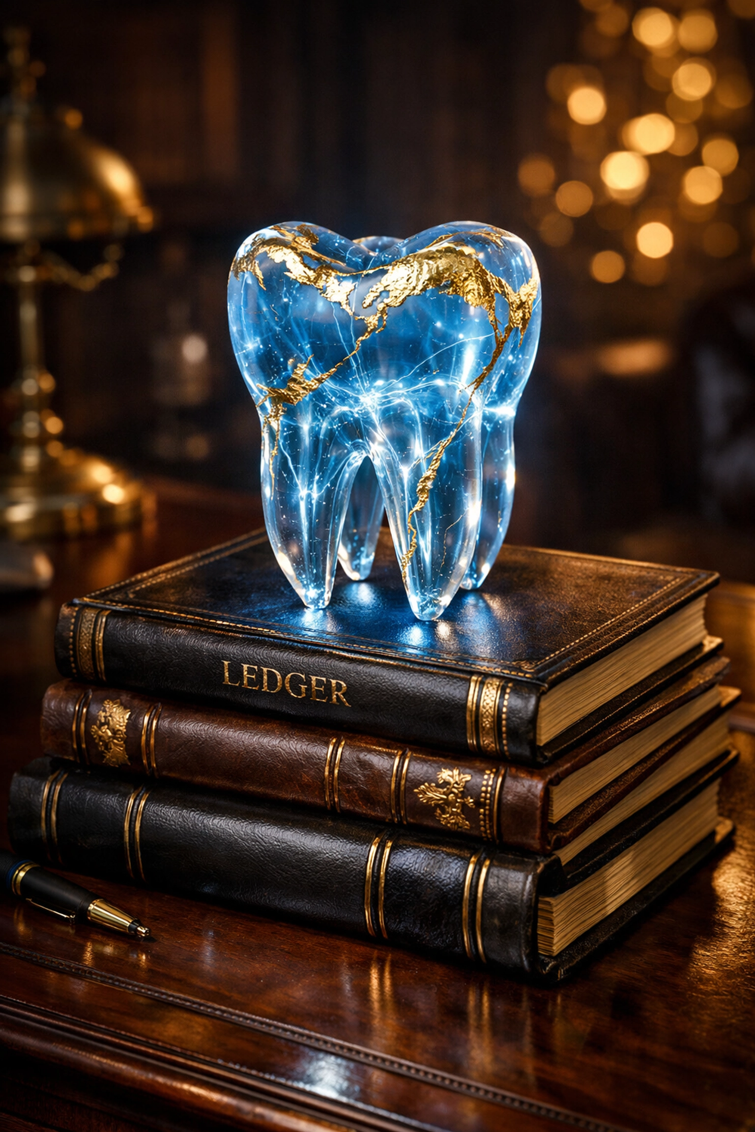 Financial ledgers and a dental model illustrating practice valuation for Dallas dentists.