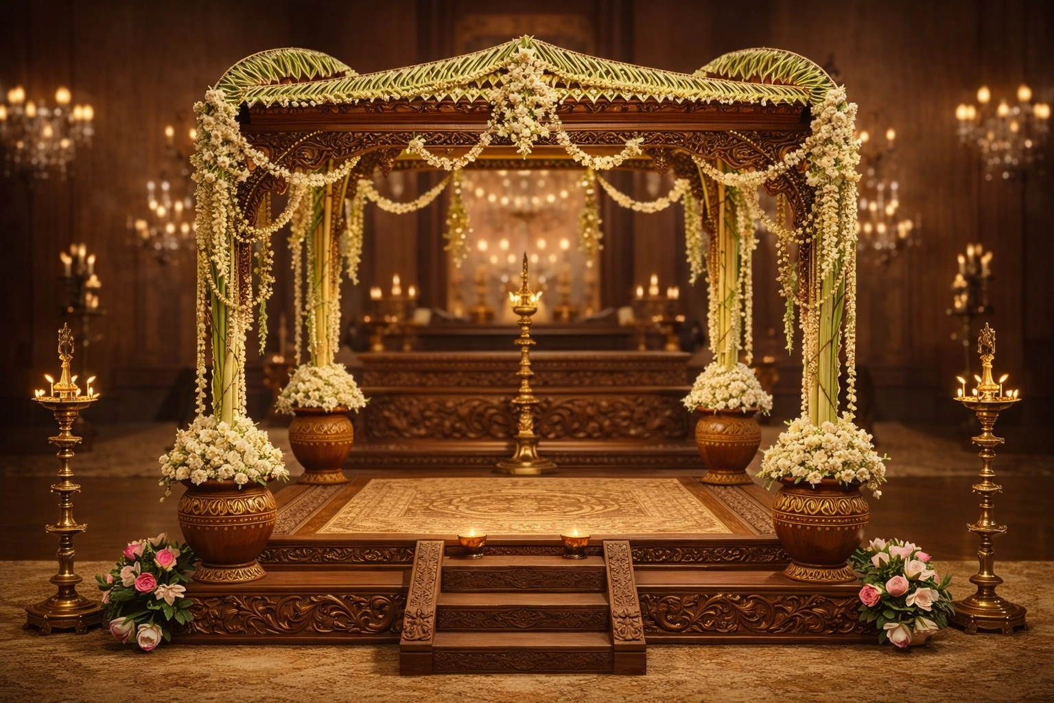 Traditional Poruwa Platform Setup