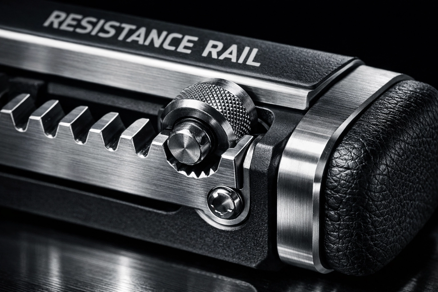 Detail of the durable steel locking mechanism on the Resistance Rail, highlighting high-quality home gym equipment.