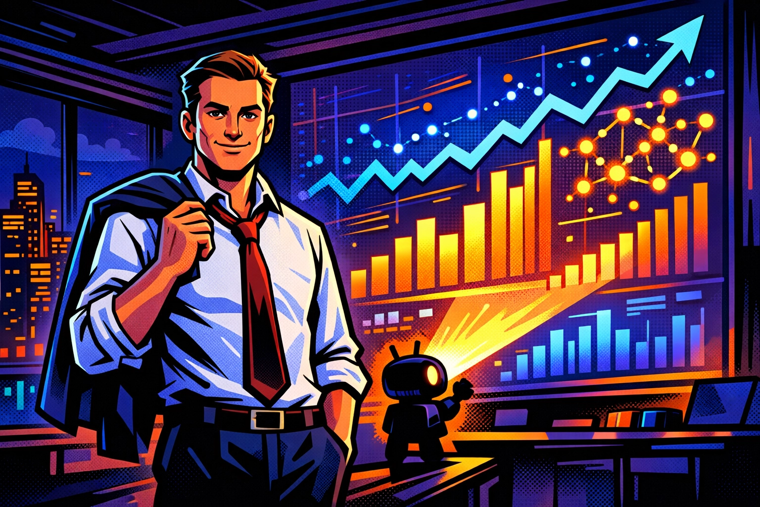 Real-time AI business dashboard helping SMBs track KPIs and automate reporting at night