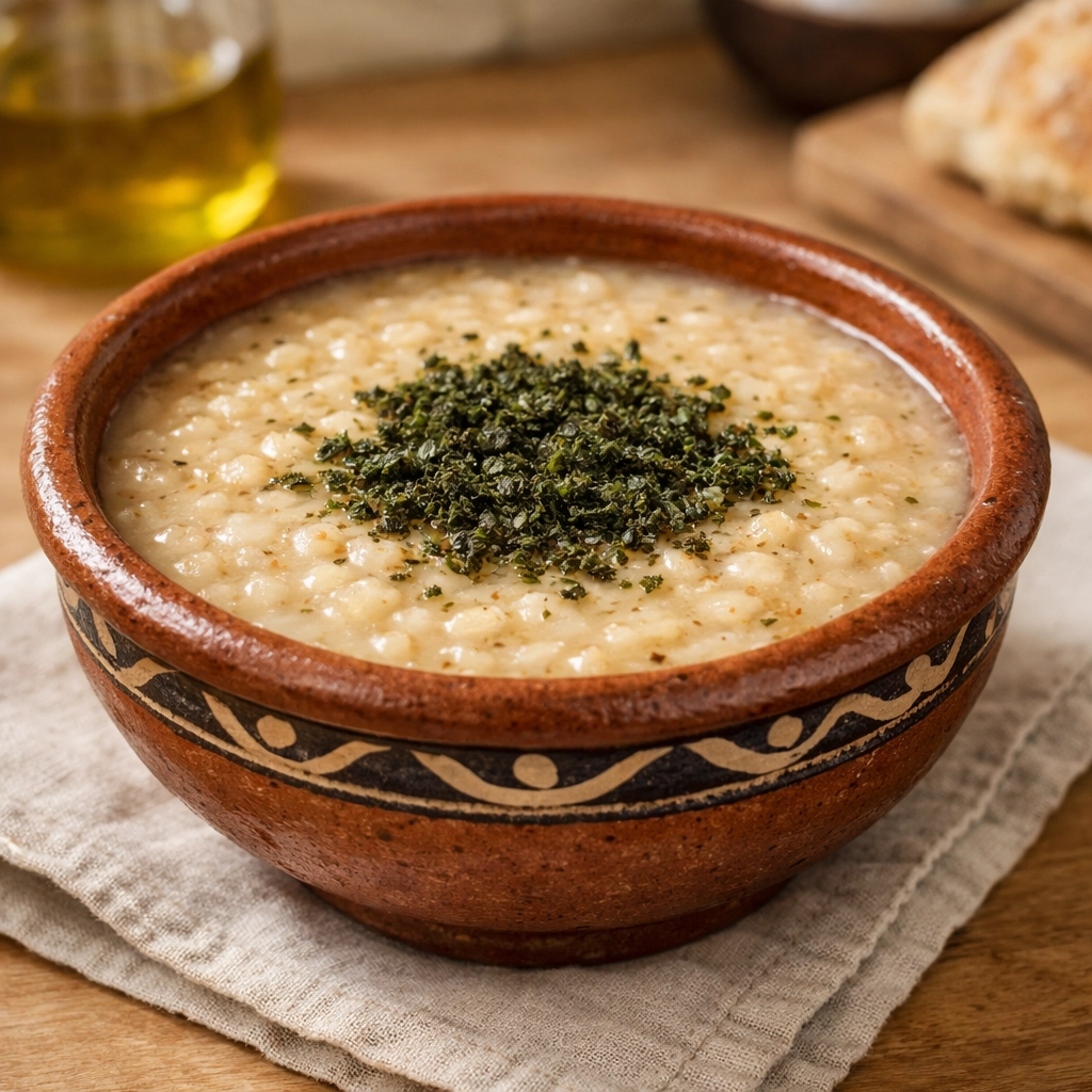 شوربة مغربية تقليدية مزينة بعشبة فليو المطحونة من منتجات Moroccan Goods Shop