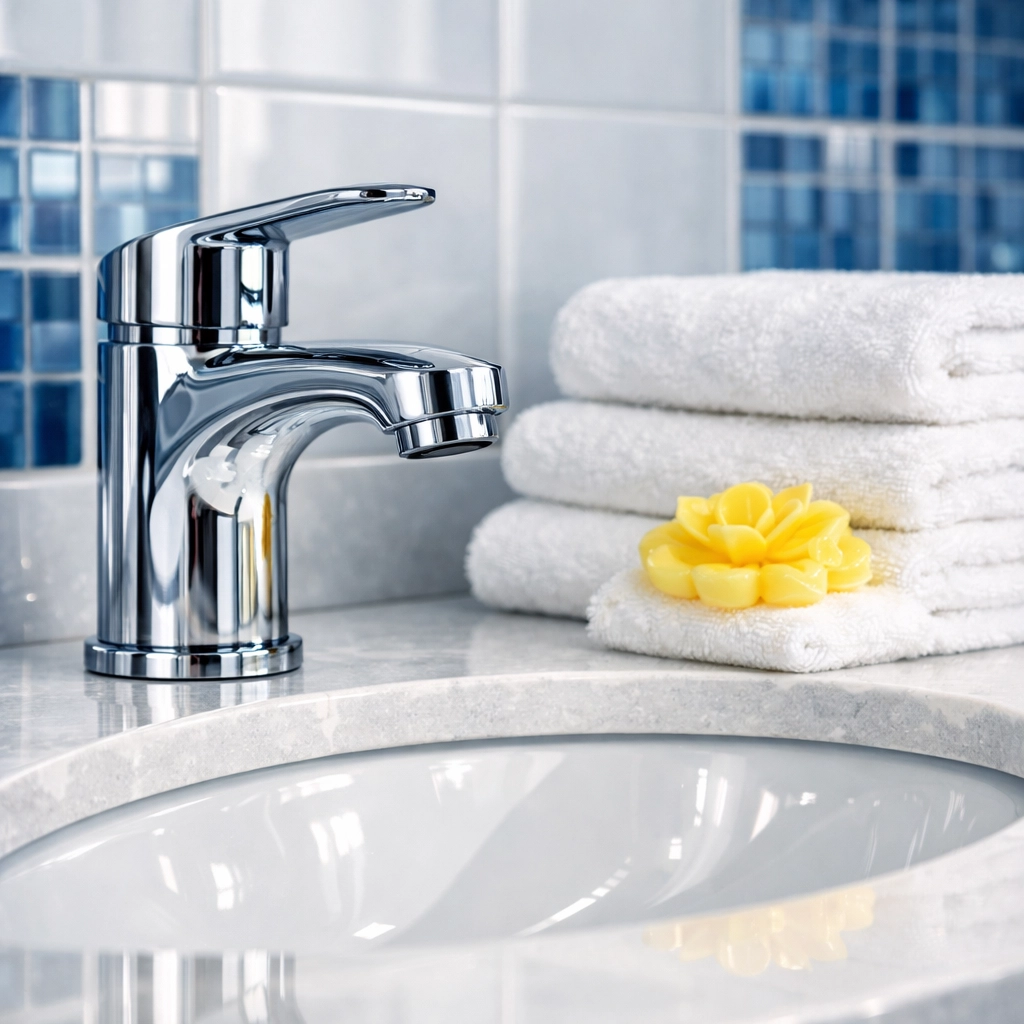 Detailed bathroom cleaning in West Cambridge showing a sparkling vanity and Ninja-level precision.