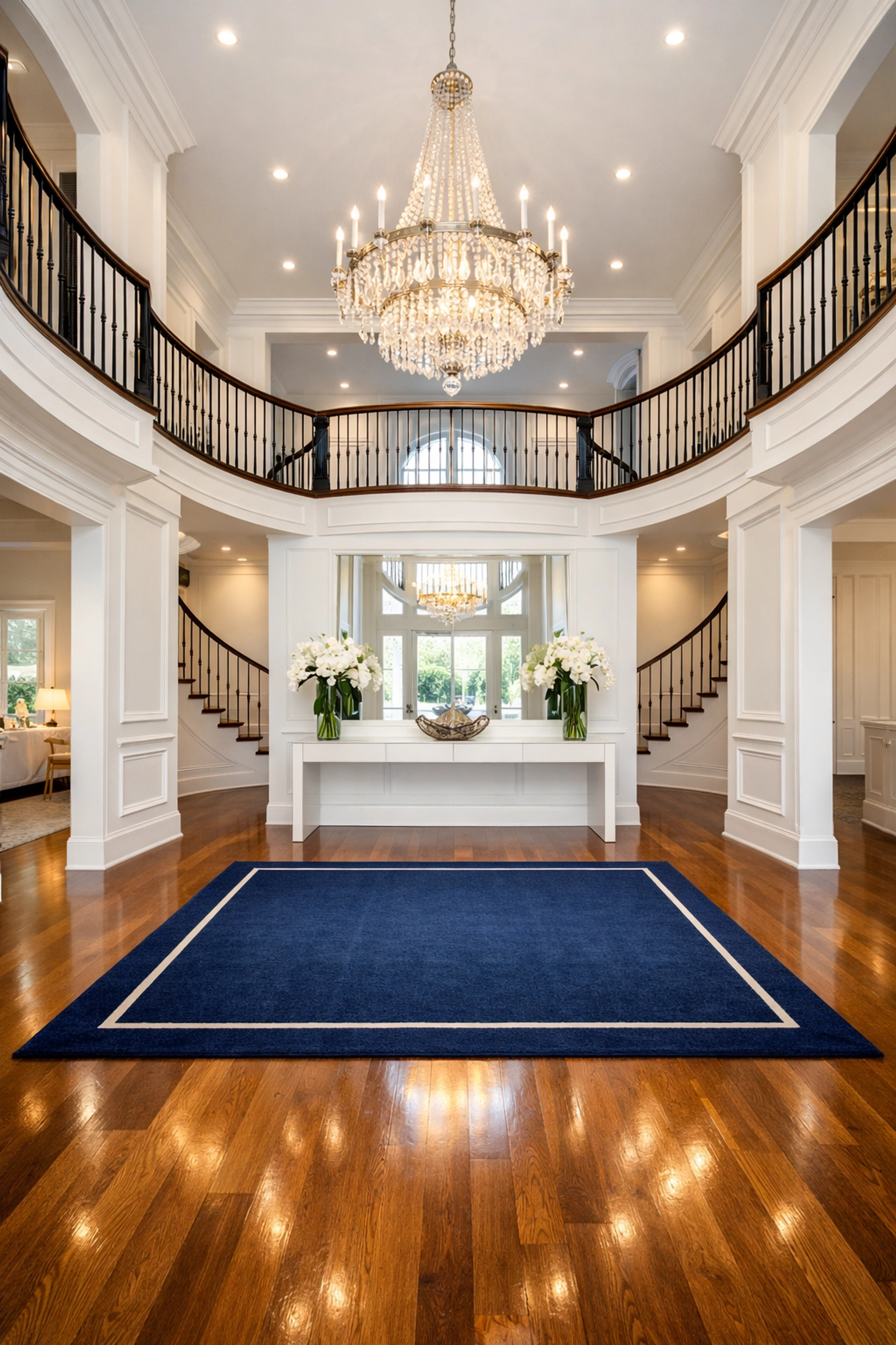 Spotless luxury home entryway with gleaming floors from professional house cleaning services in Groton.