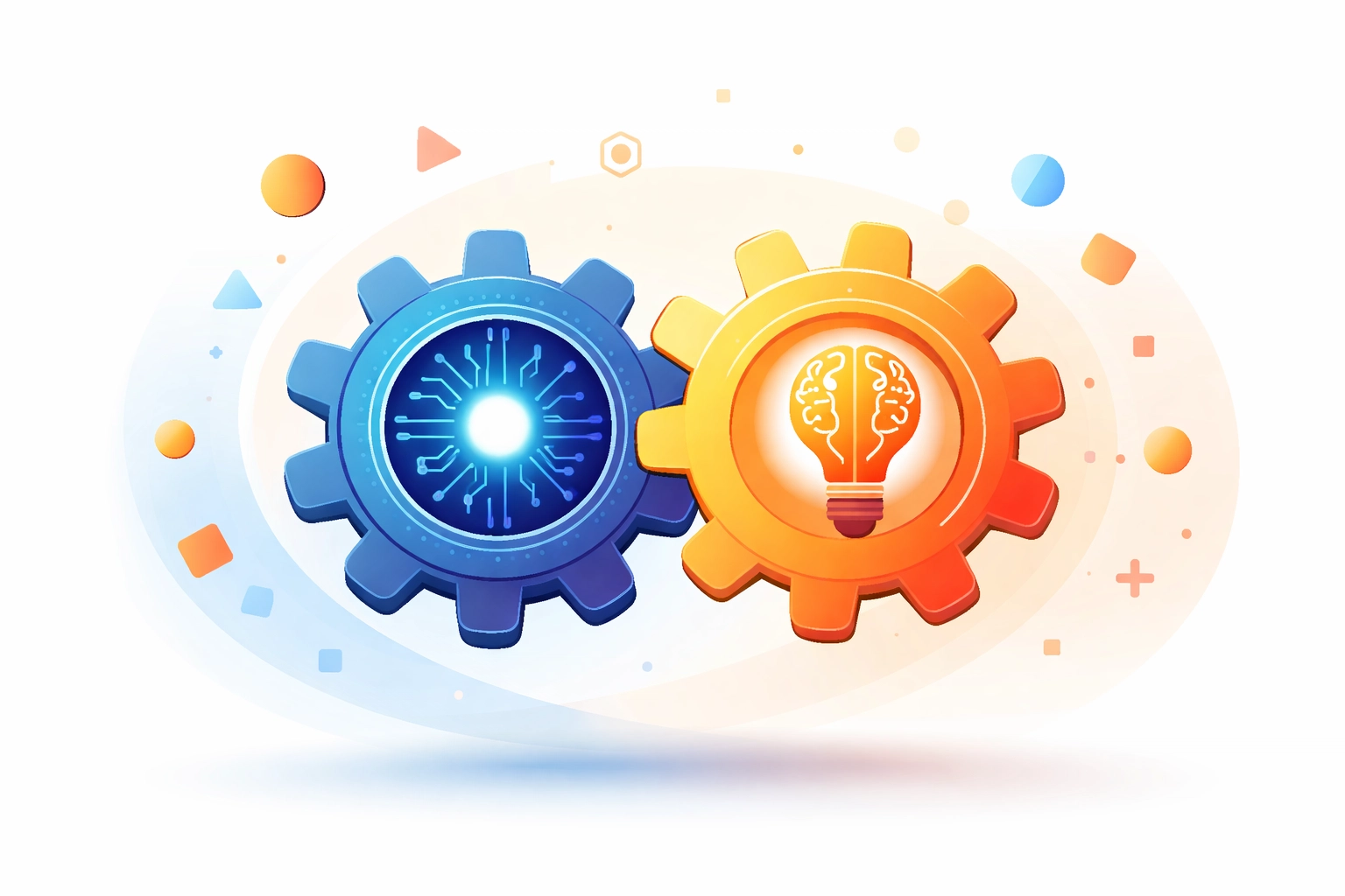 Balance concept illustration representing collaboration between AI and human creativity in modern graphic design.