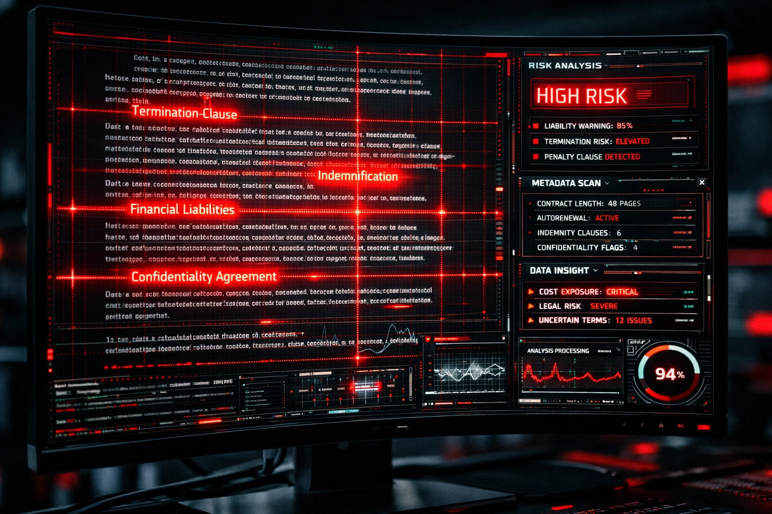 Präzise Vertragsprüfung durch smarte KI-Software in der digitalen Kanzlei.